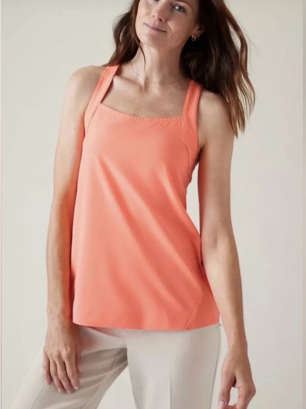 NWT Athleta Arrival tank Neon Coral Strappy small
